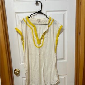 J. Crew Yellow and White Tunic Top